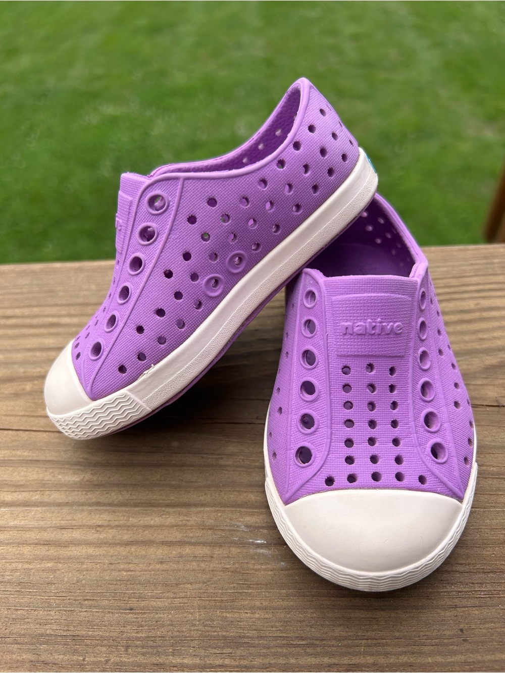 Native Kids Slip-On Water Shoes in Purple with White Toe